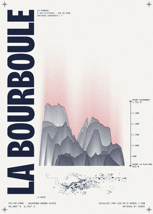 Affiche de La Bourboule, calculée par 123-fr d'après l'IGN