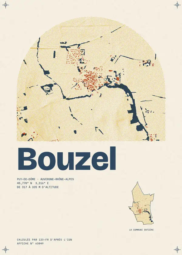 Affiche de Bouzel, calculée par 123-fr d'après l'IGN