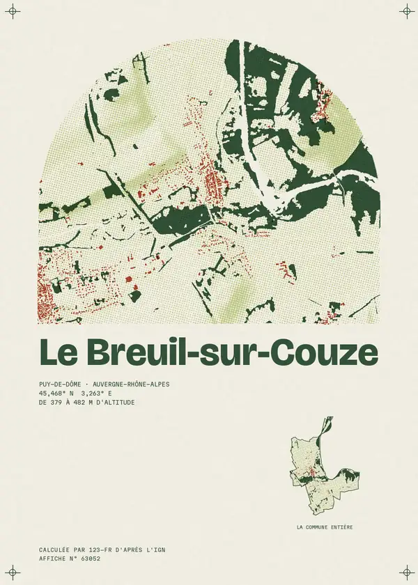 Affiche de Le Breuil-sur-Couze, calculée par 123-fr d'après l'IGN