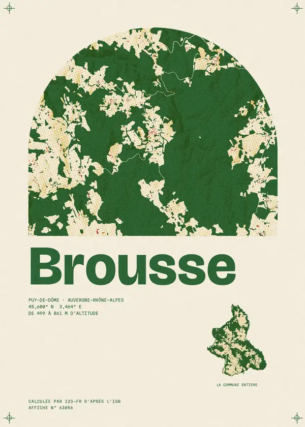 Affiche de Brousse, calculée par 123-fr d'après l'IGN