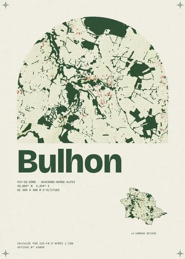 Affiche de Bulhon, calculée par 123-fr d'après l'IGN