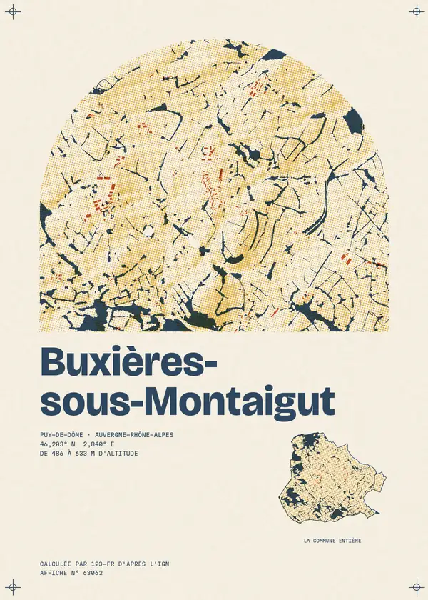 Affiche de Buxières-sous-Montaigut, calculée par 123-fr d'après l'IGN