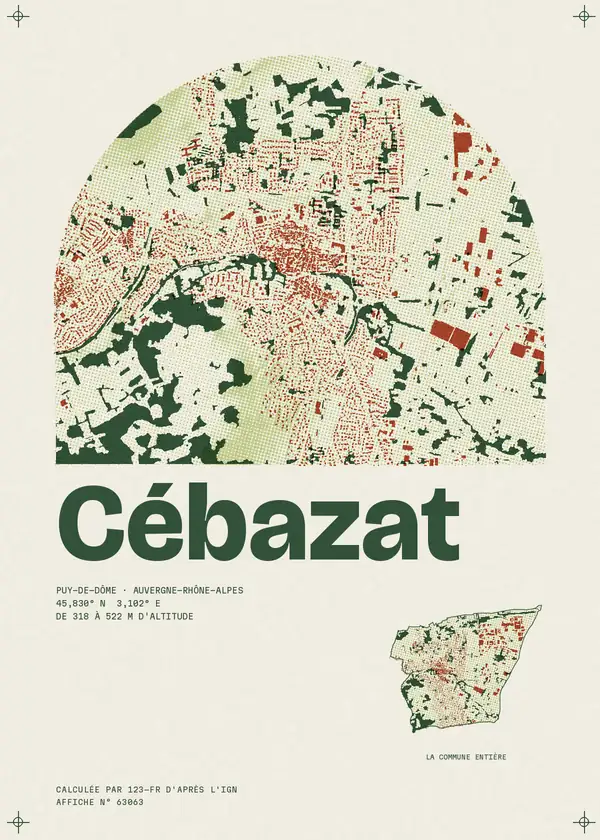Affiche de Cébazat, calculée par 123-fr d'après l'IGN
