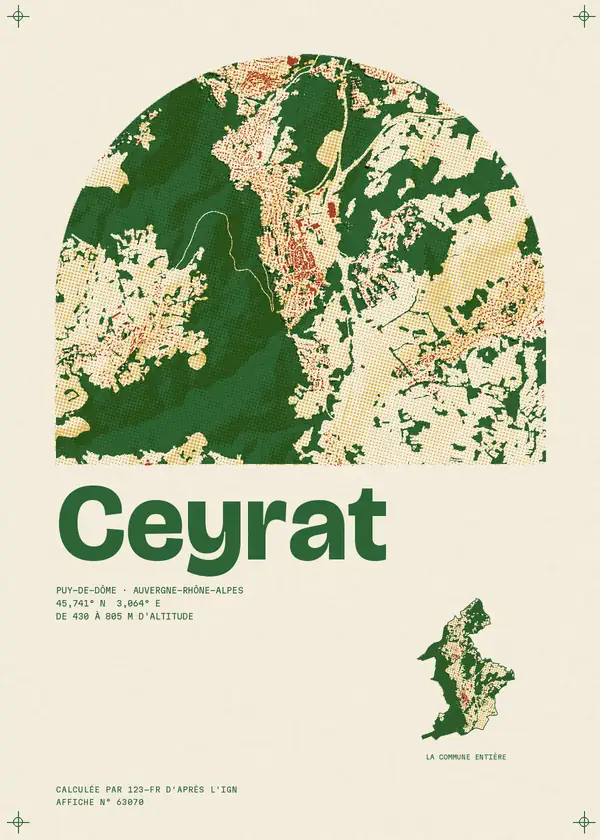 Affiche de Ceyrat, calculée par 123-fr d'après l'IGN