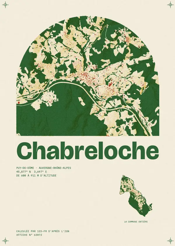 Affiche de Chabreloche, calculée par 123-fr d'après l'IGN