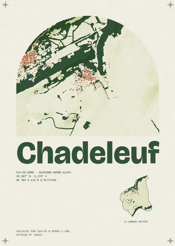 Affiche de Chadeleuf, calculée par 123-fr d'après l'IGN