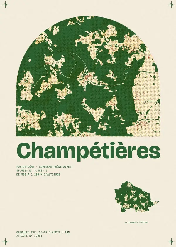 Affiche de Champétières, calculée par 123-fr d'après l'IGN