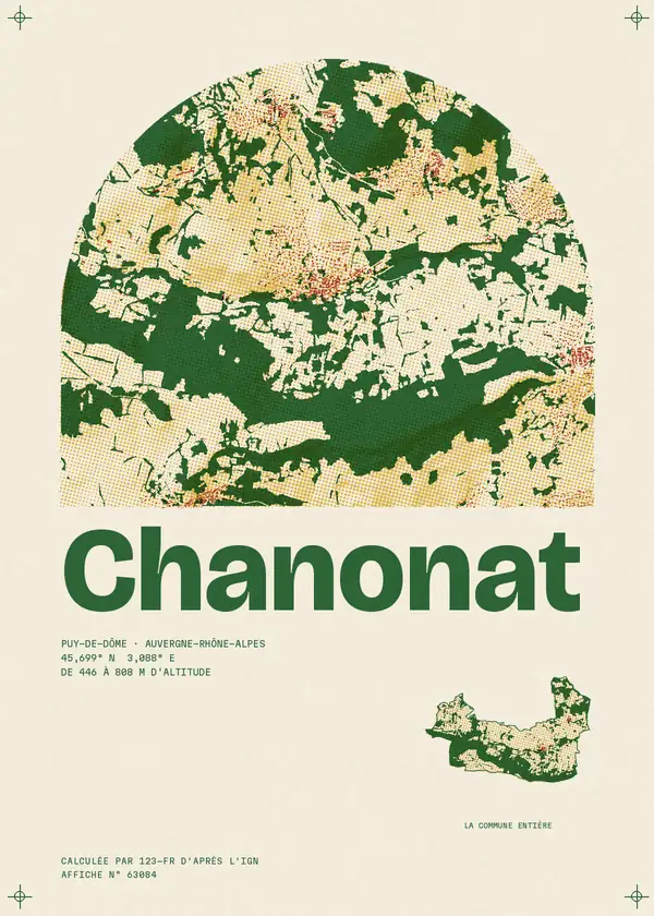 Affiche de Chanonat, calculée par 123-fr d'après l'IGN