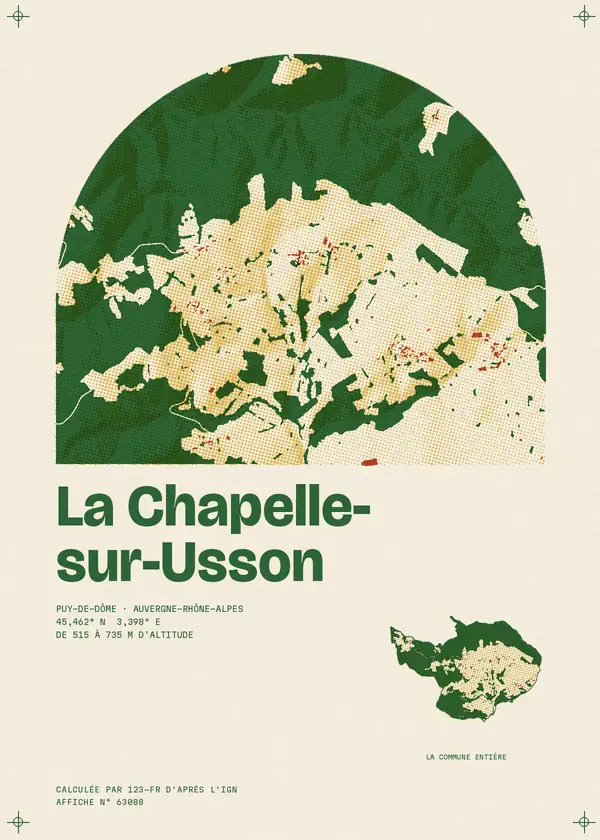 Affiche de La Chapelle-sur-Usson, calculée par 123-fr d'après l'IGN