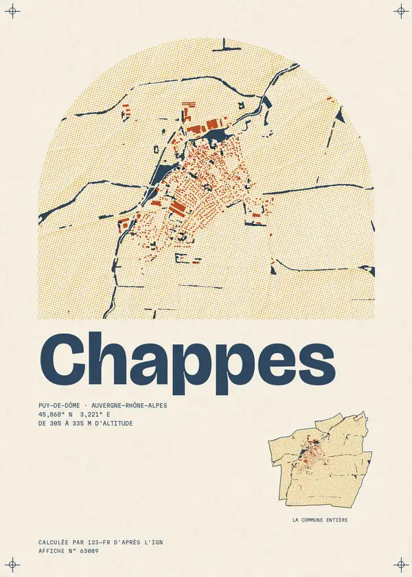 Affiche de Chappes, calculée par 123-fr d'après l'IGN