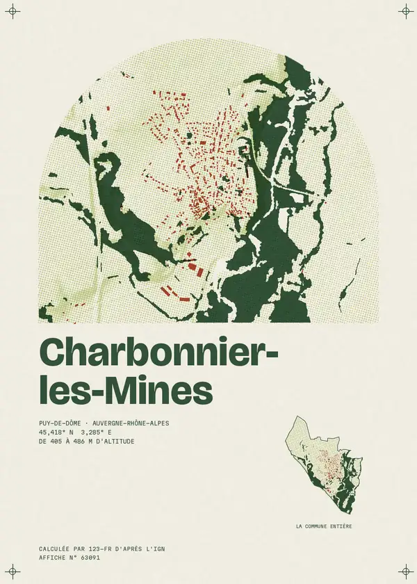 Affiche de Charbonnier-les-Mines, calculée par 123-fr d'après l'IGN