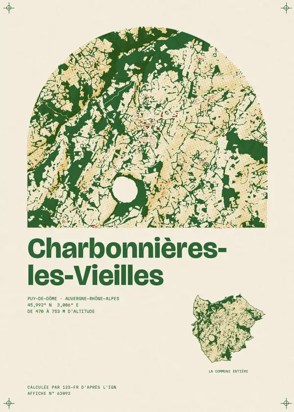 Affiche de Charbonnières-les-Vieilles, calculée par 123-fr d'après l'IGN