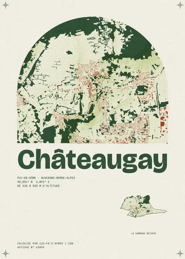 Affiche de Châteaugay, calculée par 123-fr d'après l'IGN