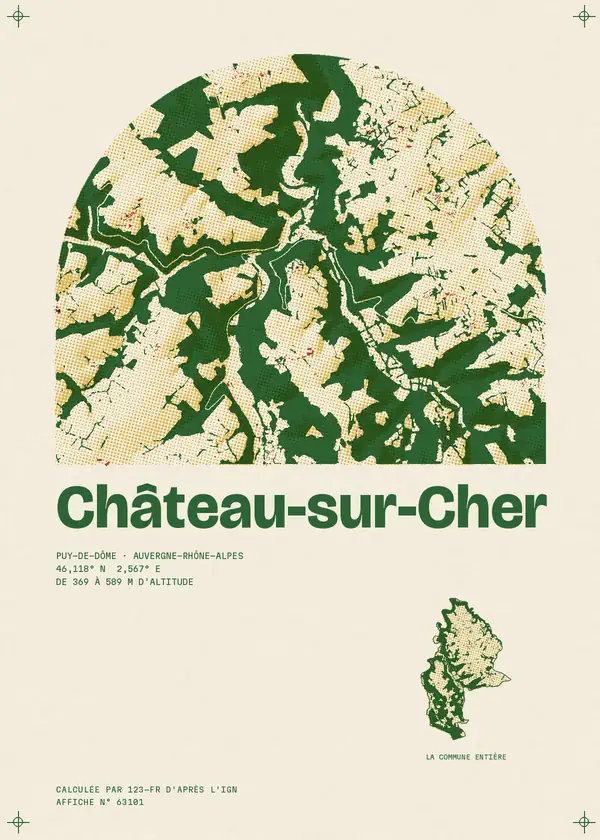 Affiche de Château-sur-Cher, calculée par 123-fr d'après l'IGN