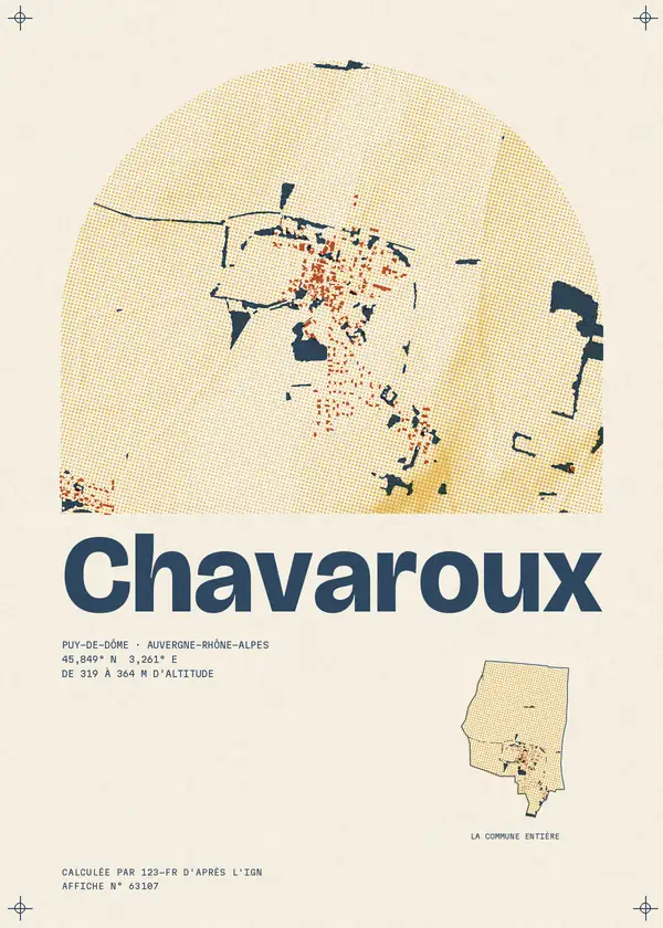 Affiche de Chavaroux, calculée par 123-fr d'après l'IGN