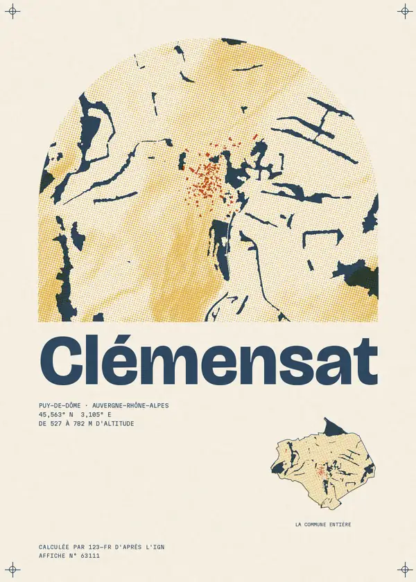Affiche de Clémensat, calculée par 123-fr d'après l'IGN