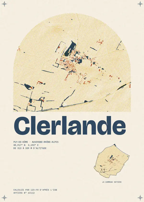 Affiche de Clerlande, calculée par 123-fr d'après l'IGN
