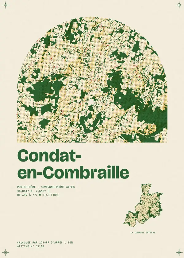 Affiche de Condat-en-Combraille, calculée par 123-fr d'après l'IGN