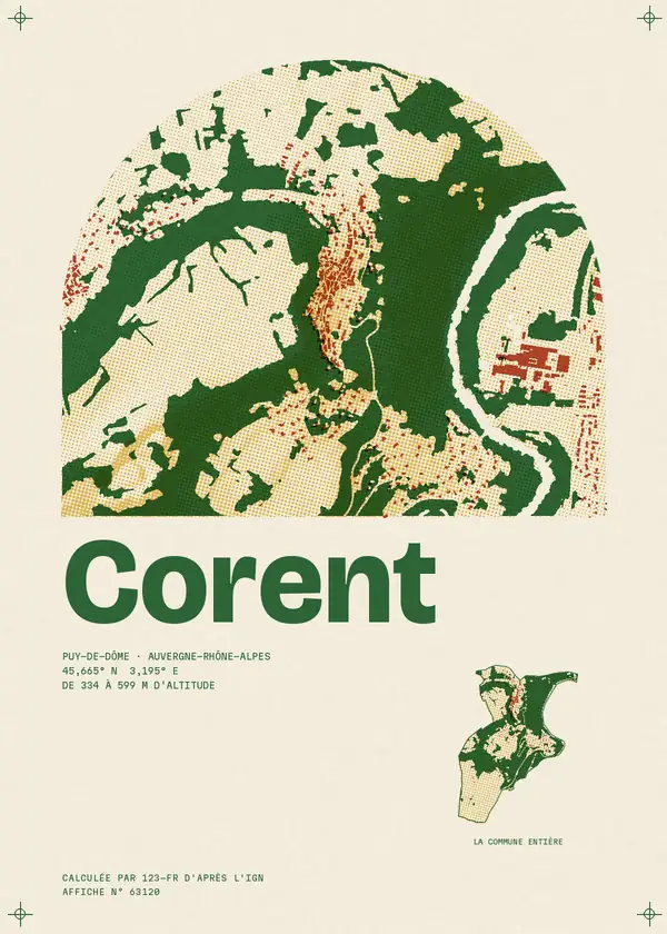 Affiche de Corent, calculée par 123-fr d'après l'IGN