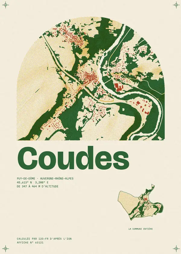 Affiche de Coudes, calculée par 123-fr d'après l'IGN