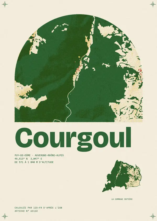 Affiche de Courgoul, calculée par 123-fr d'après l'IGN
