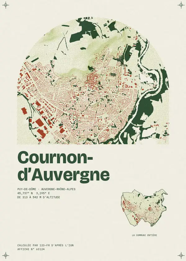 Affiche de Cournon-d'Auvergne, calculée par 123-fr d'après l'IGN