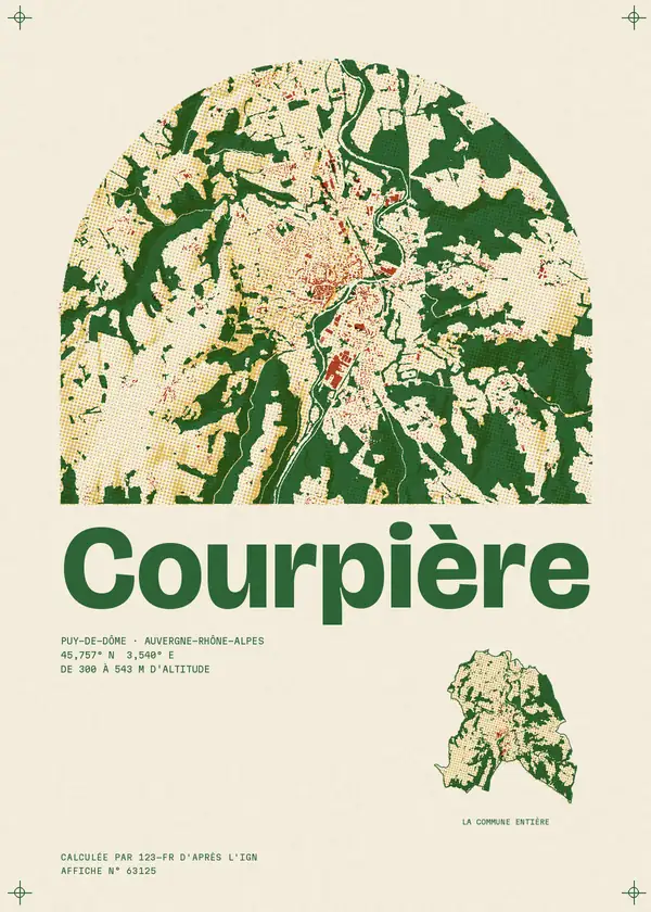 Affiche de Courpière, calculée par 123-fr d'après l'IGN