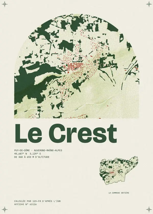 Affiche de Le Crest, calculée par 123-fr d'après l'IGN