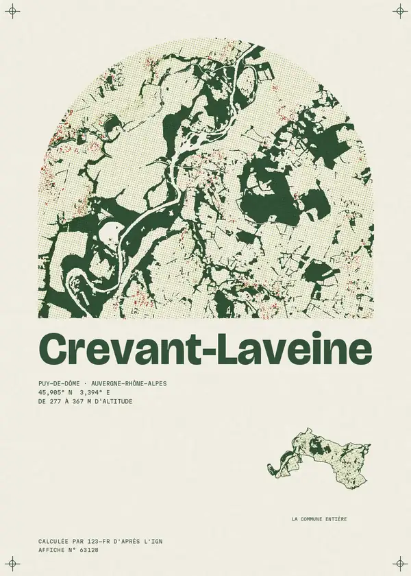 Affiche de Crevant-Laveine, calculée par 123-fr d'après l'IGN