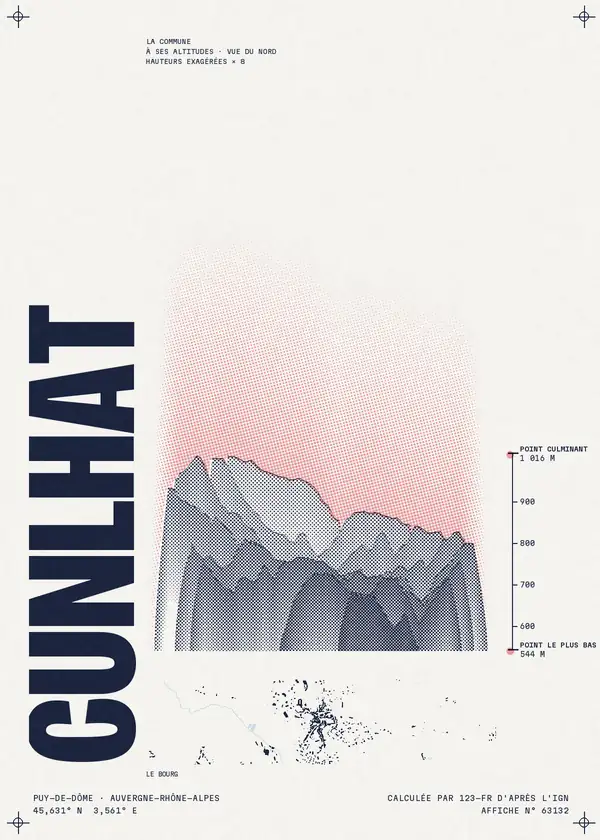 Affiche de Cunlhat, calculée par 123-fr d'après l'IGN