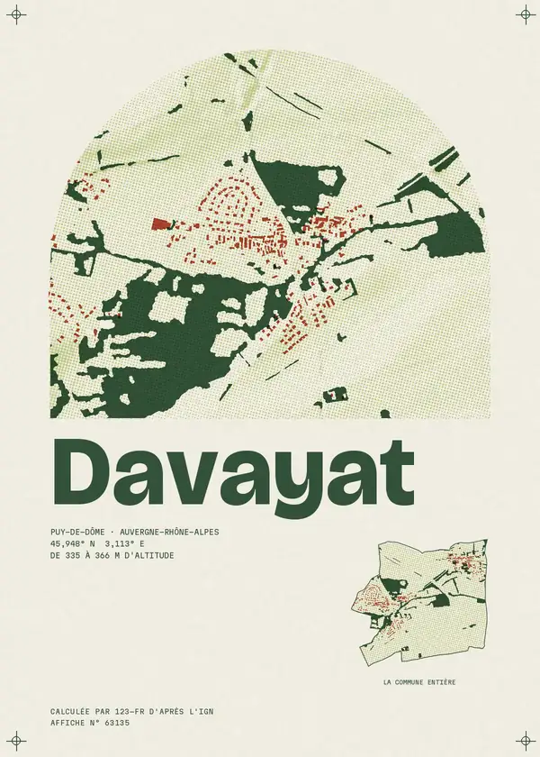 Affiche de Davayat, calculée par 123-fr d'après l'IGN