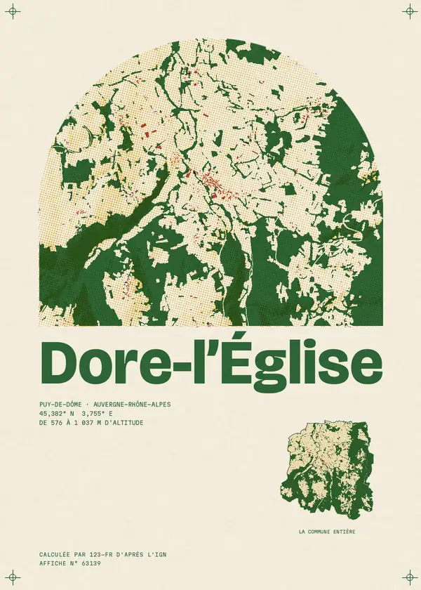 Affiche de Dore-l'Église, calculée par 123-fr d'après l'IGN