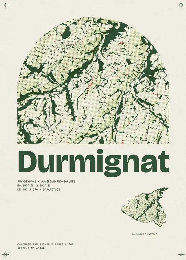 Affiche de Durmignat, calculée par 123-fr d'après l'IGN