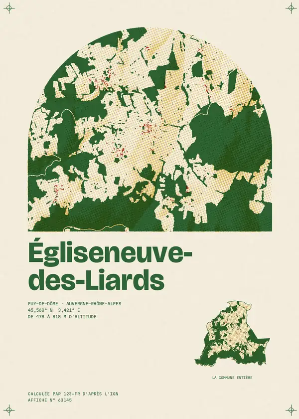 Affiche de Égliseneuve-des-Liards, calculée par 123-fr d'après l'IGN