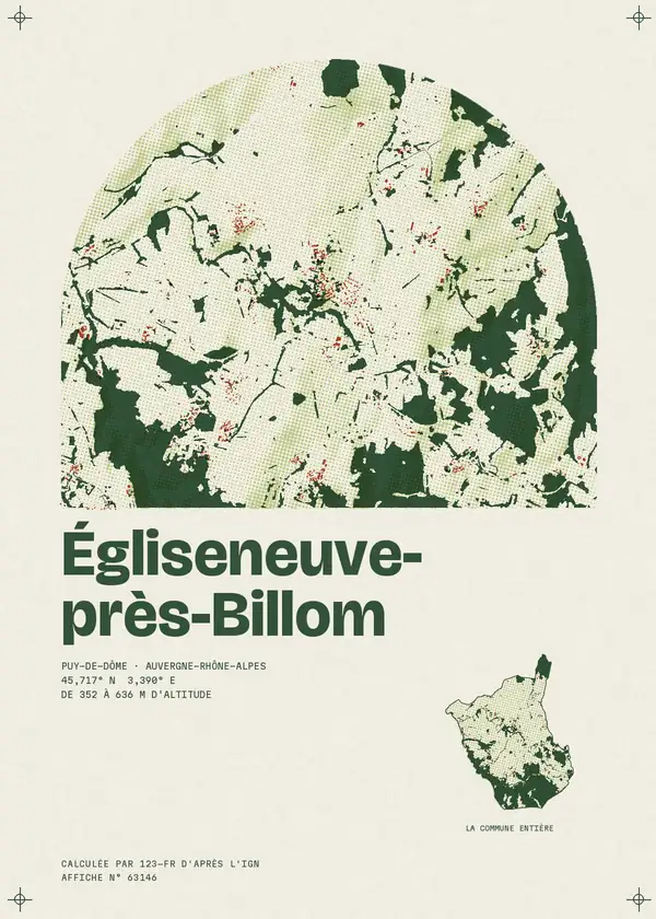 Affiche de Égliseneuve-près-Billom, calculée par 123-fr d'après l'IGN