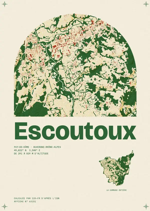 Affiche de Escoutoux, calculée par 123-fr d'après l'IGN