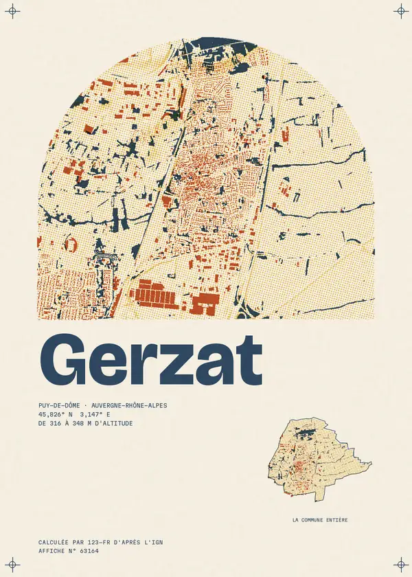 Affiche de Gerzat, calculée par 123-fr d'après l'IGN