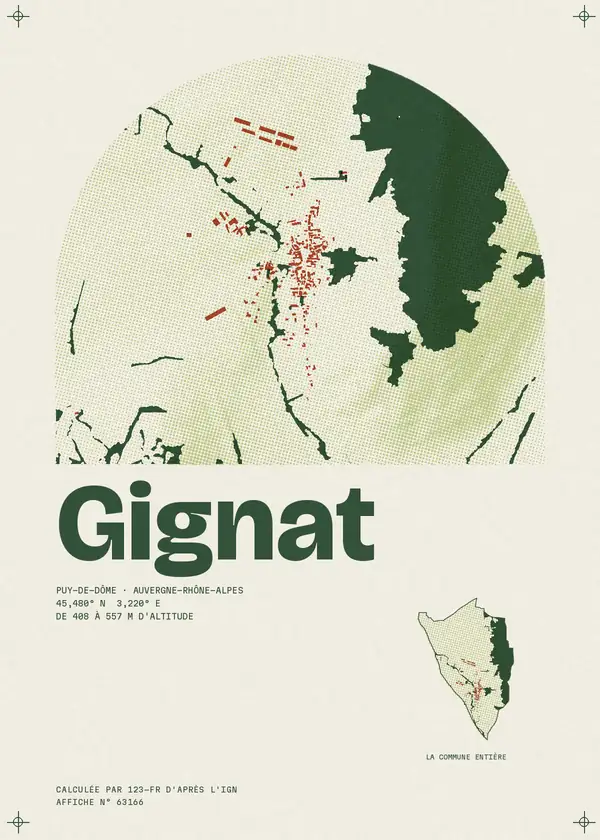 Affiche de Gignat, calculée par 123-fr d'après l'IGN