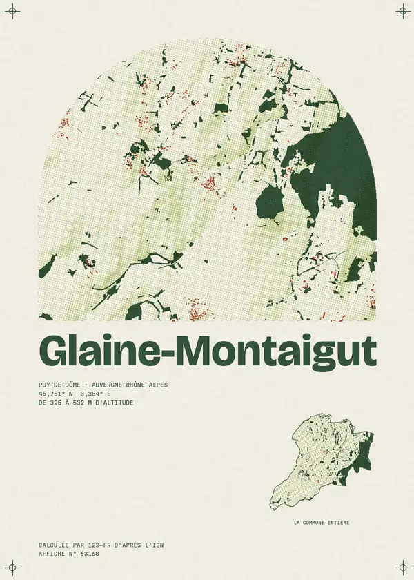 Affiche de Glaine-Montaigut, calculée par 123-fr d'après l'IGN