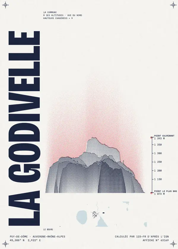 Affiche de La Godivelle, calculée par 123-fr d'après l'IGN