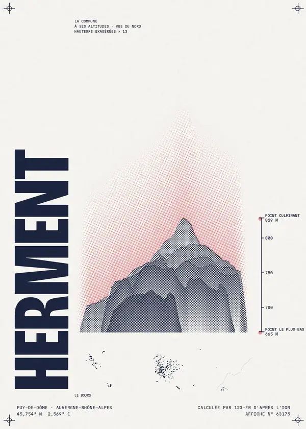 Affiche de Herment, calculée par 123-fr d'après l'IGN