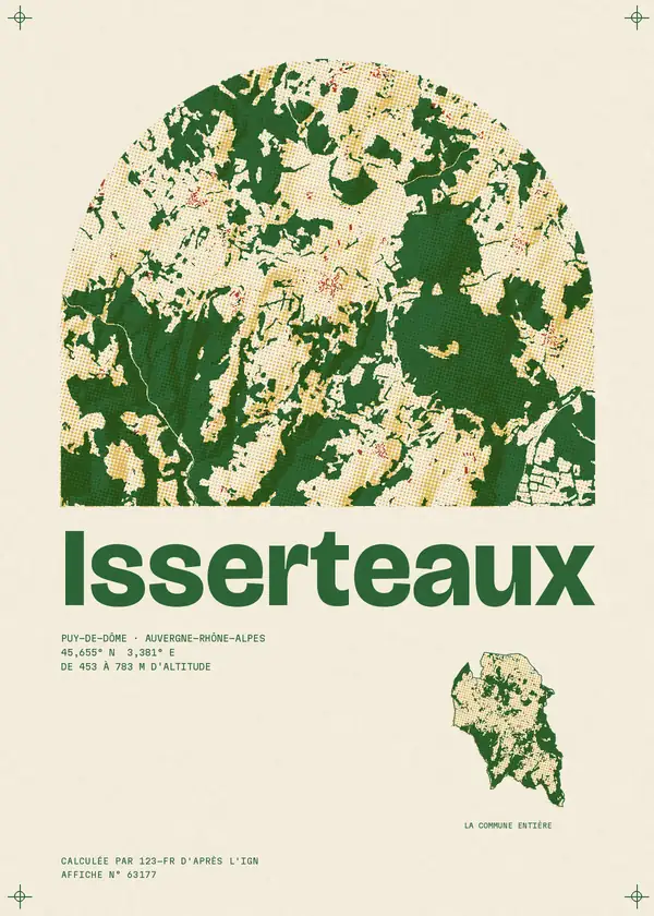 Affiche de Isserteaux, calculée par 123-fr d'après l'IGN
