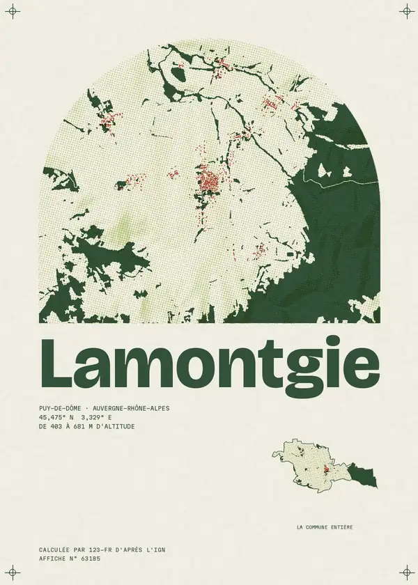 Affiche de Lamontgie, calculée par 123-fr d'après l'IGN