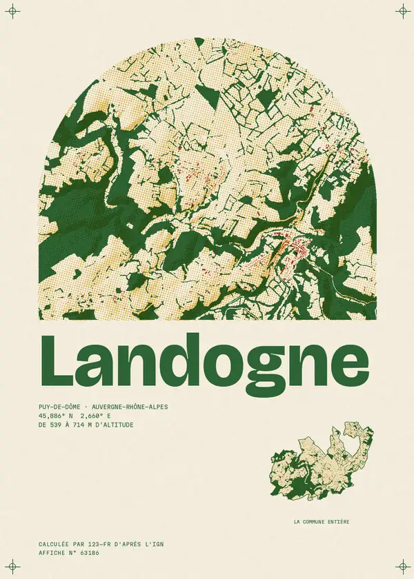 Affiche de Landogne, calculée par 123-fr d'après l'IGN