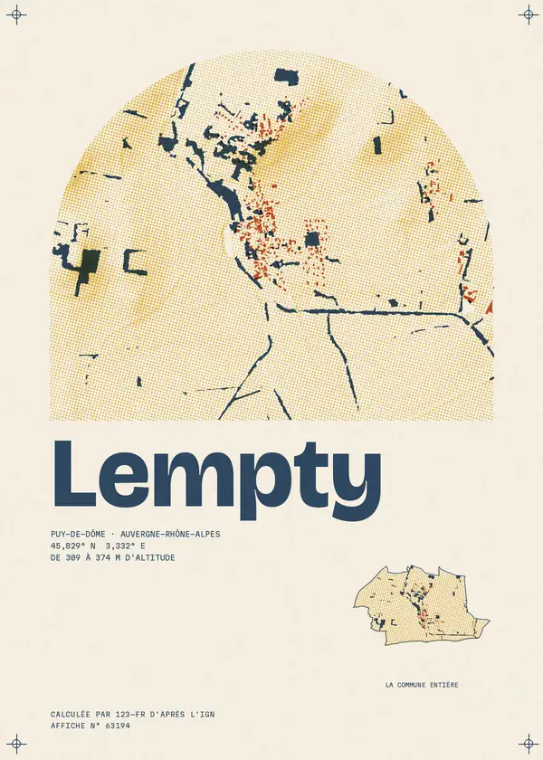 Affiche de Lempty, calculée par 123-fr d'après l'IGN