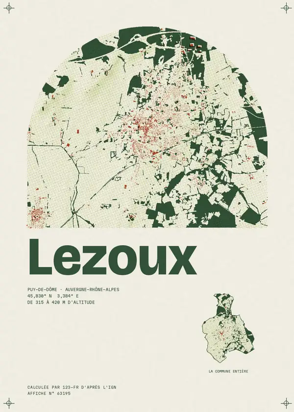 Affiche de Lezoux, calculée par 123-fr d'après l'IGN