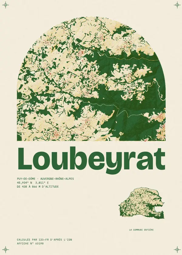 Affiche de Loubeyrat, calculée par 123-fr d'après l'IGN