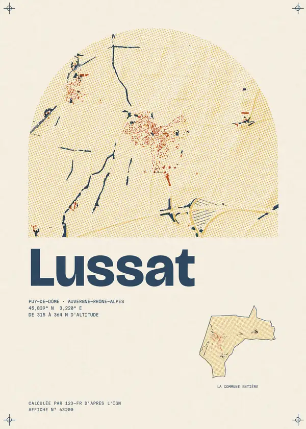 Affiche de Lussat, calculée par 123-fr d'après l'IGN