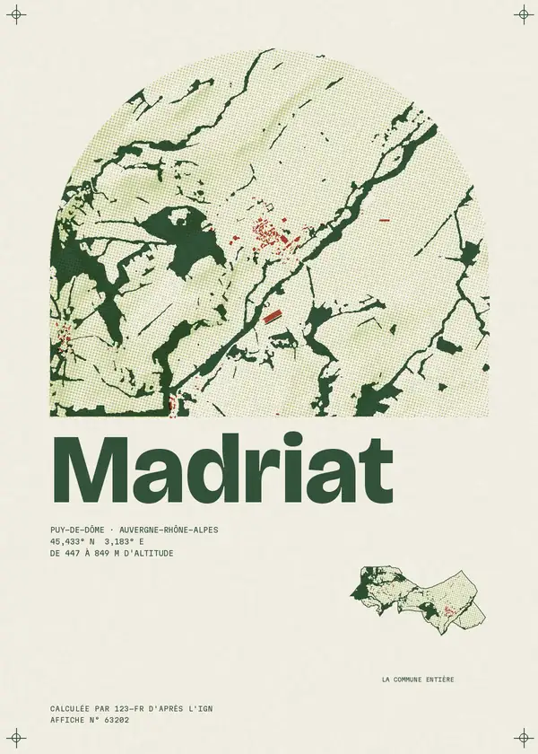 Affiche de Madriat, calculée par 123-fr d'après l'IGN