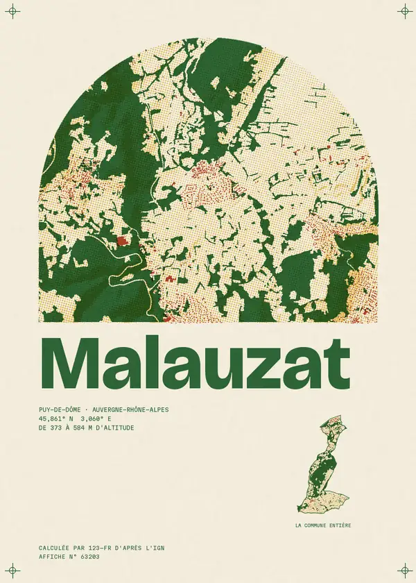 Affiche de Malauzat, calculée par 123-fr d'après l'IGN